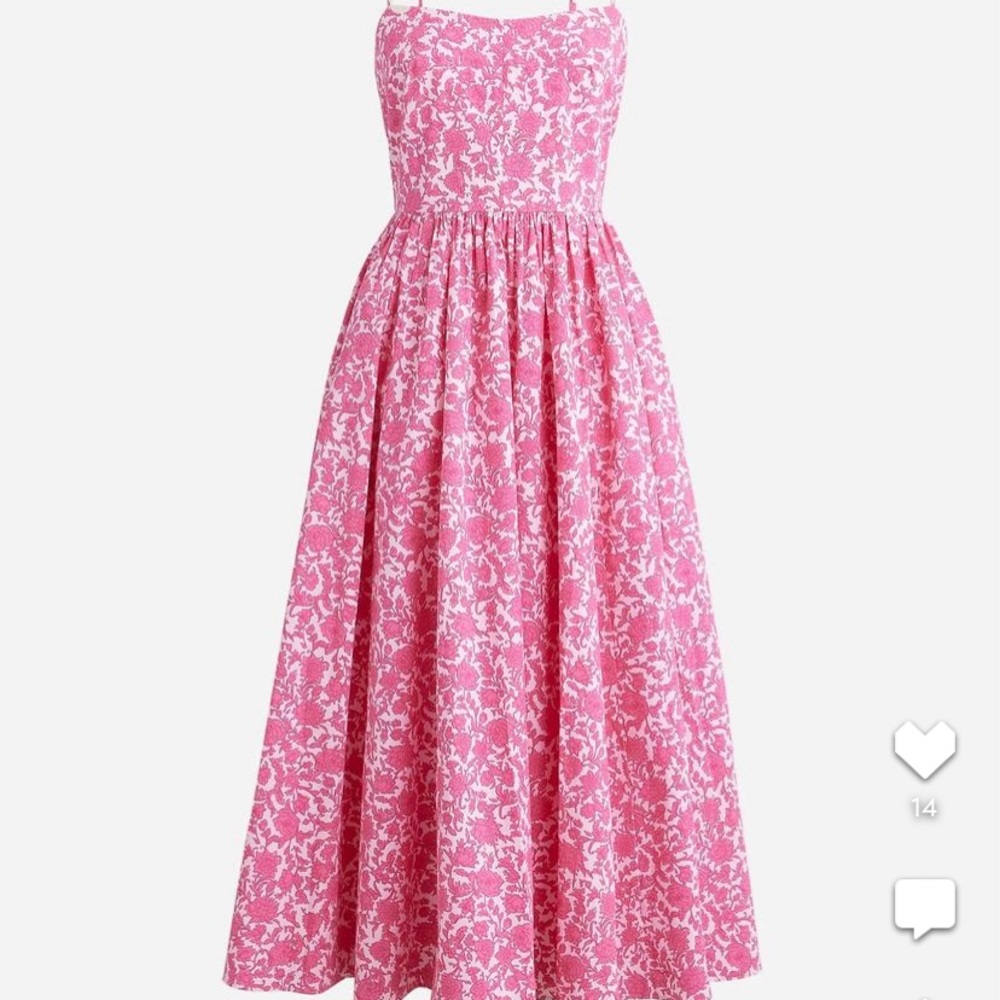 J. Crew Pink rosebud floral midi Sundress